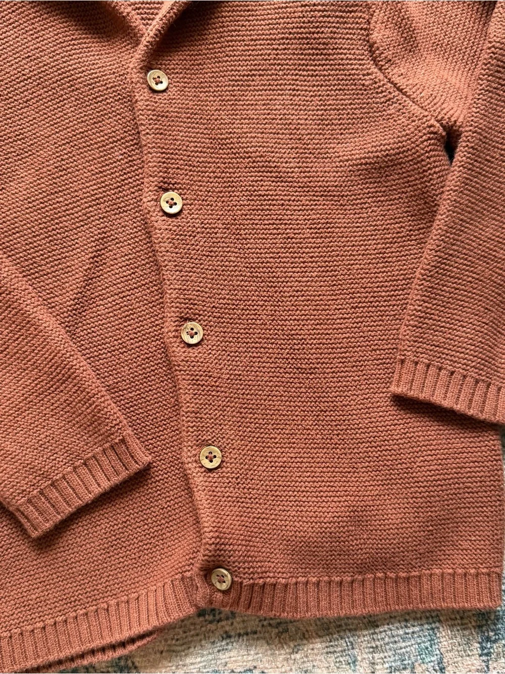H&M Kids Fox Ears Hooded Knit Cardigan Sweater in Rust - 3T